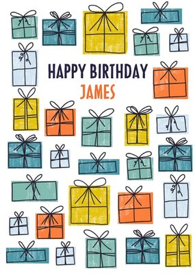 Modern male birthday card for him - presents