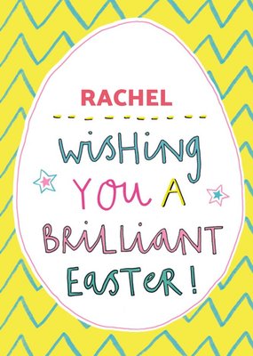 Egg Shaped Frame On A Vibrant Background With Colourful Handwritten Text Easter Card