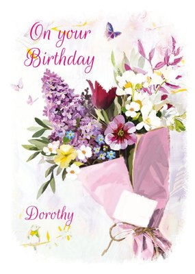 Traditional Flower Illustration Birthday Card