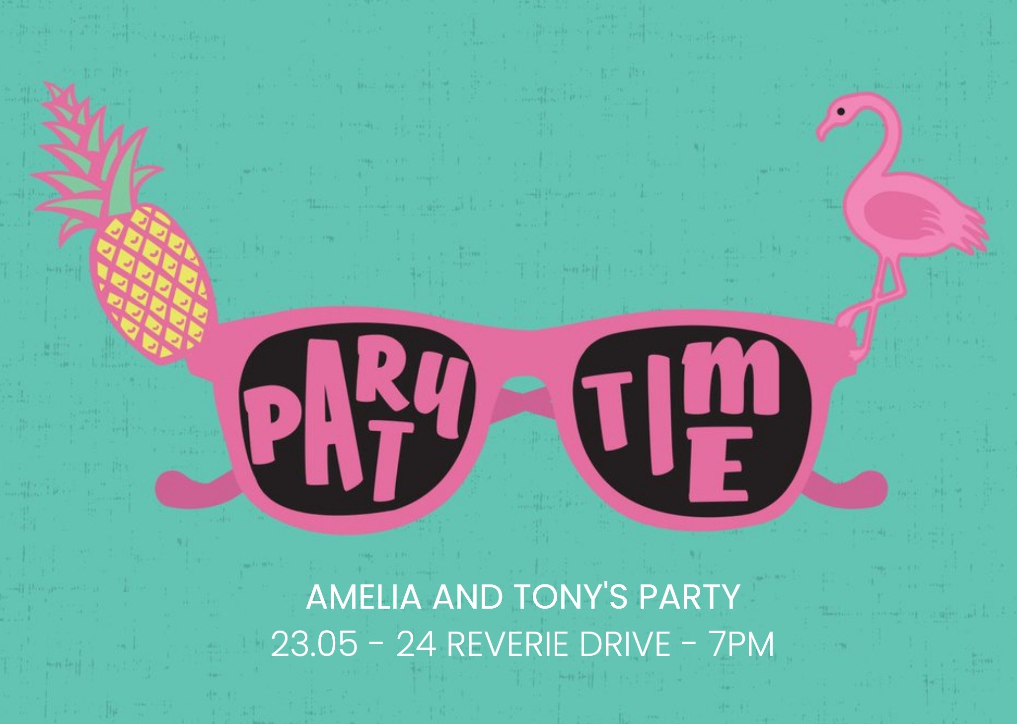 Moonpig Pineapple And Flamingo Party Time Invitation
