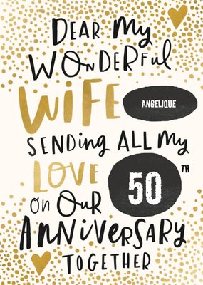 Typographic Wonderful Wife Anniversary Card