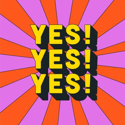 Yes Yes Yes Retro Pop Art Typography Card