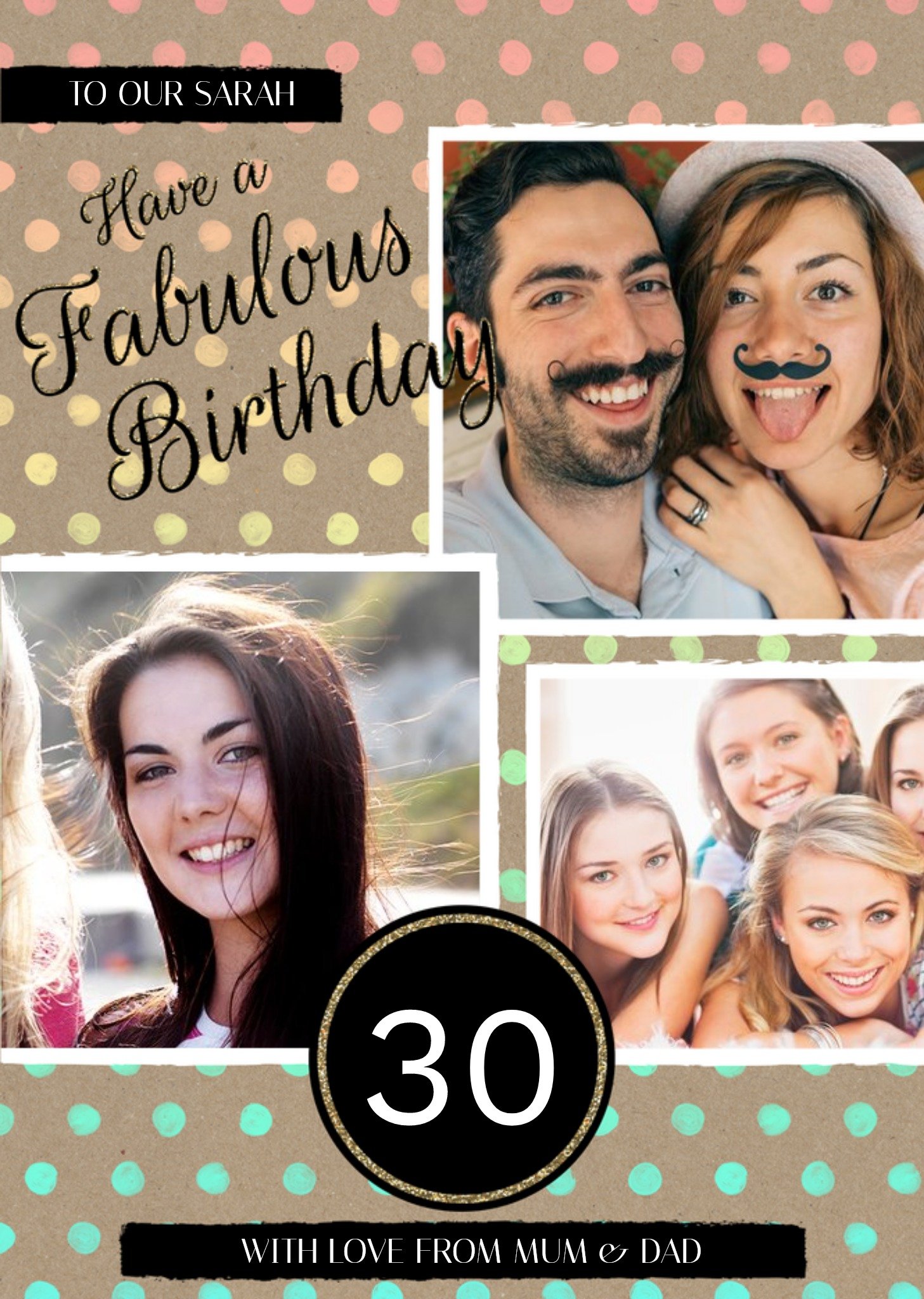 Moonpig Polka Dot Have A Fabulous 30th Birthday Multi-Photo Card