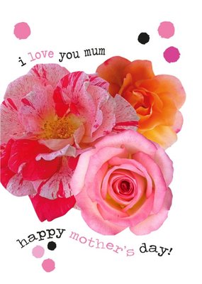 Roses Typographic I love You Mum Happy Mother's Day Card