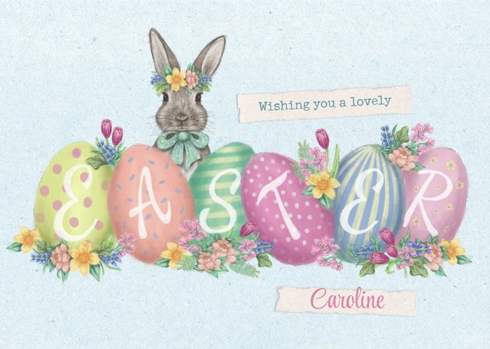 Easter Card - Wishing you a lovely Easte - Easter Eggs - bunny rabbit