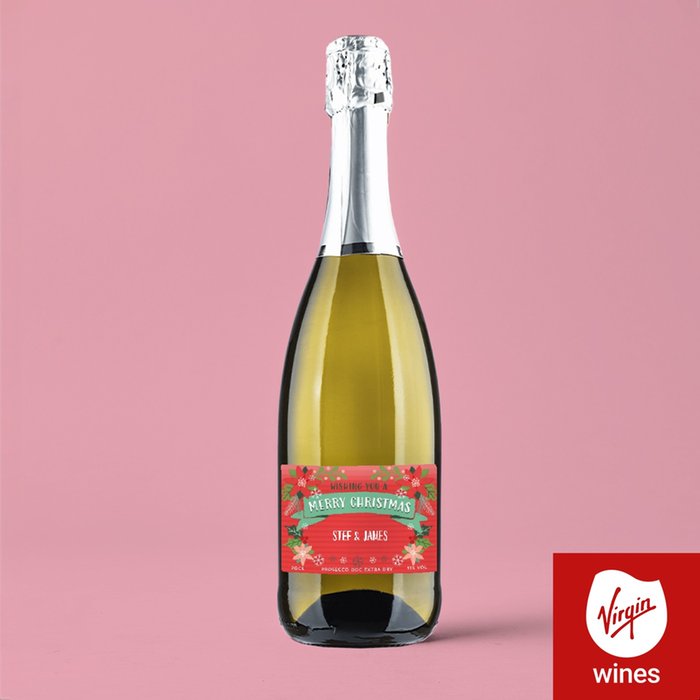 Personalised Merry Christmas Prosecco 75cl