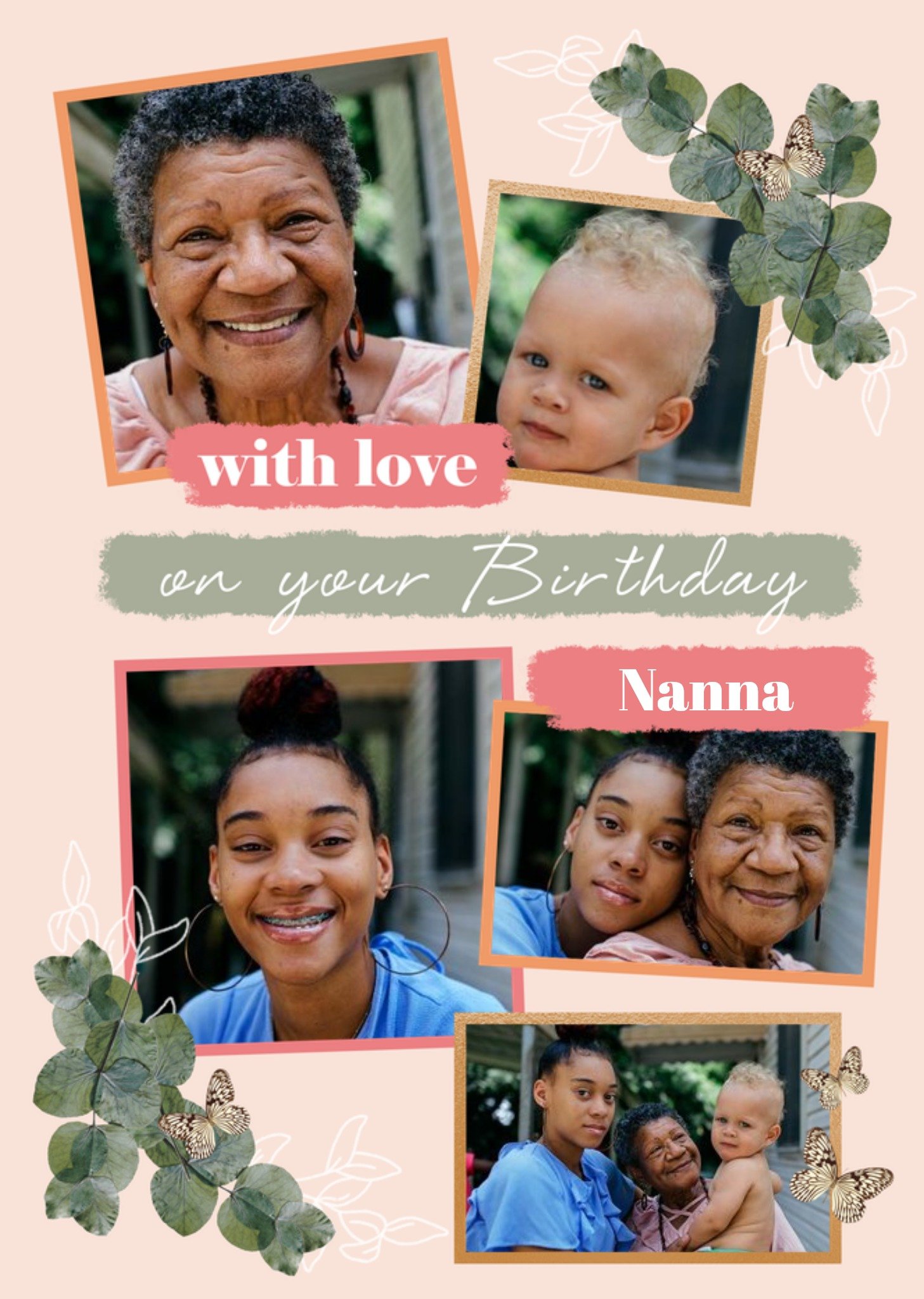 Moonpig Country Garden Floral Nanna Birthday Photo Upload Birthday Card