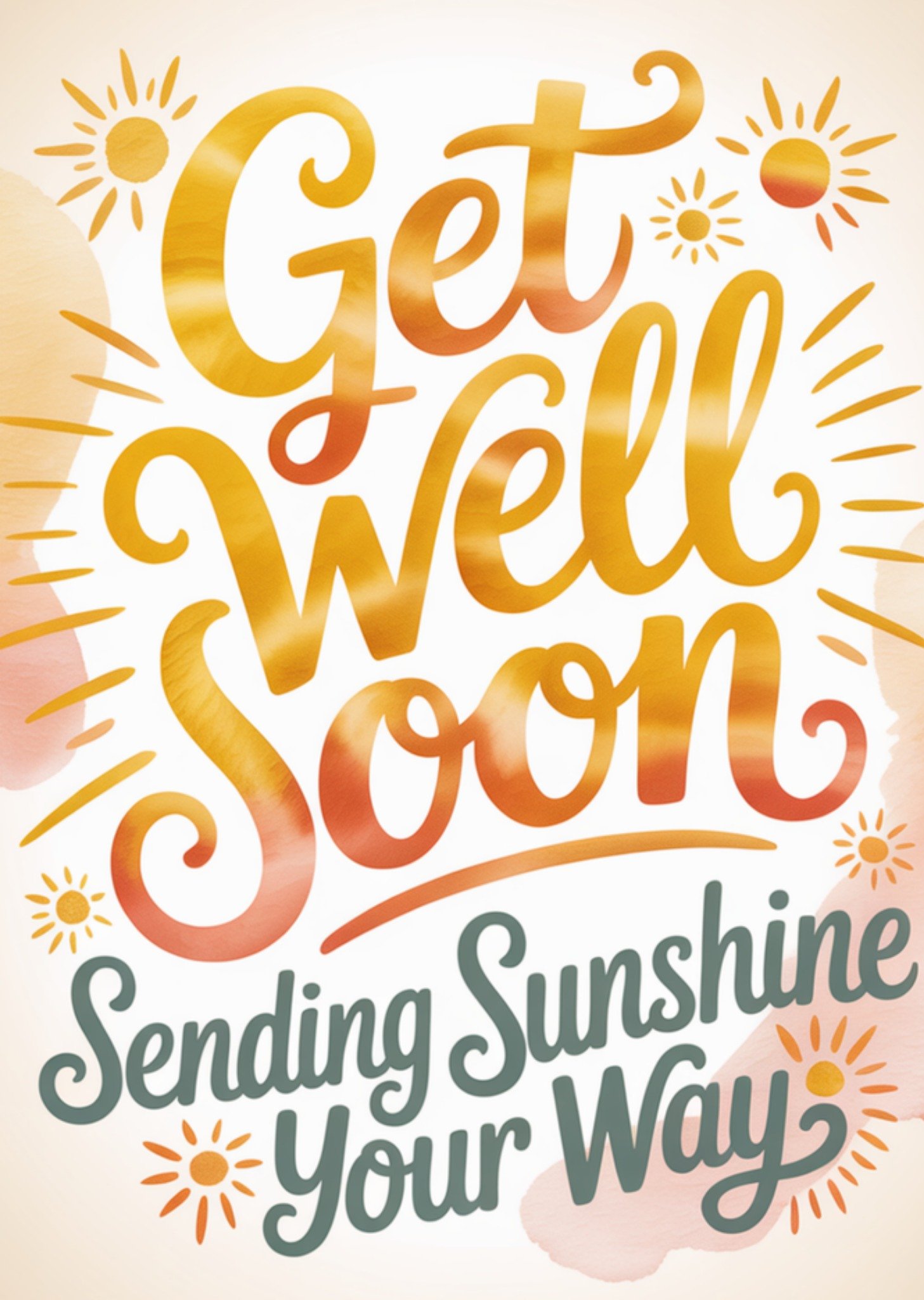 Moonpig Sending Sunshine Typography Get Well Soon Card