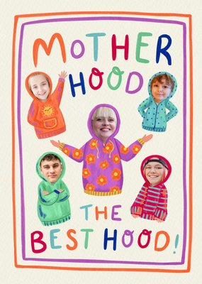 Motherhood The Best Hood Illustrated Photo Upload Mother's Day Card