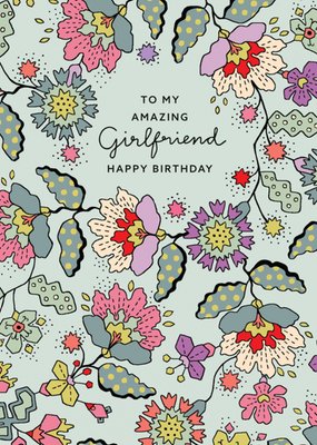 Cath Kidston To My Amazing Girlfriend Floral Illustrated Birthday Card