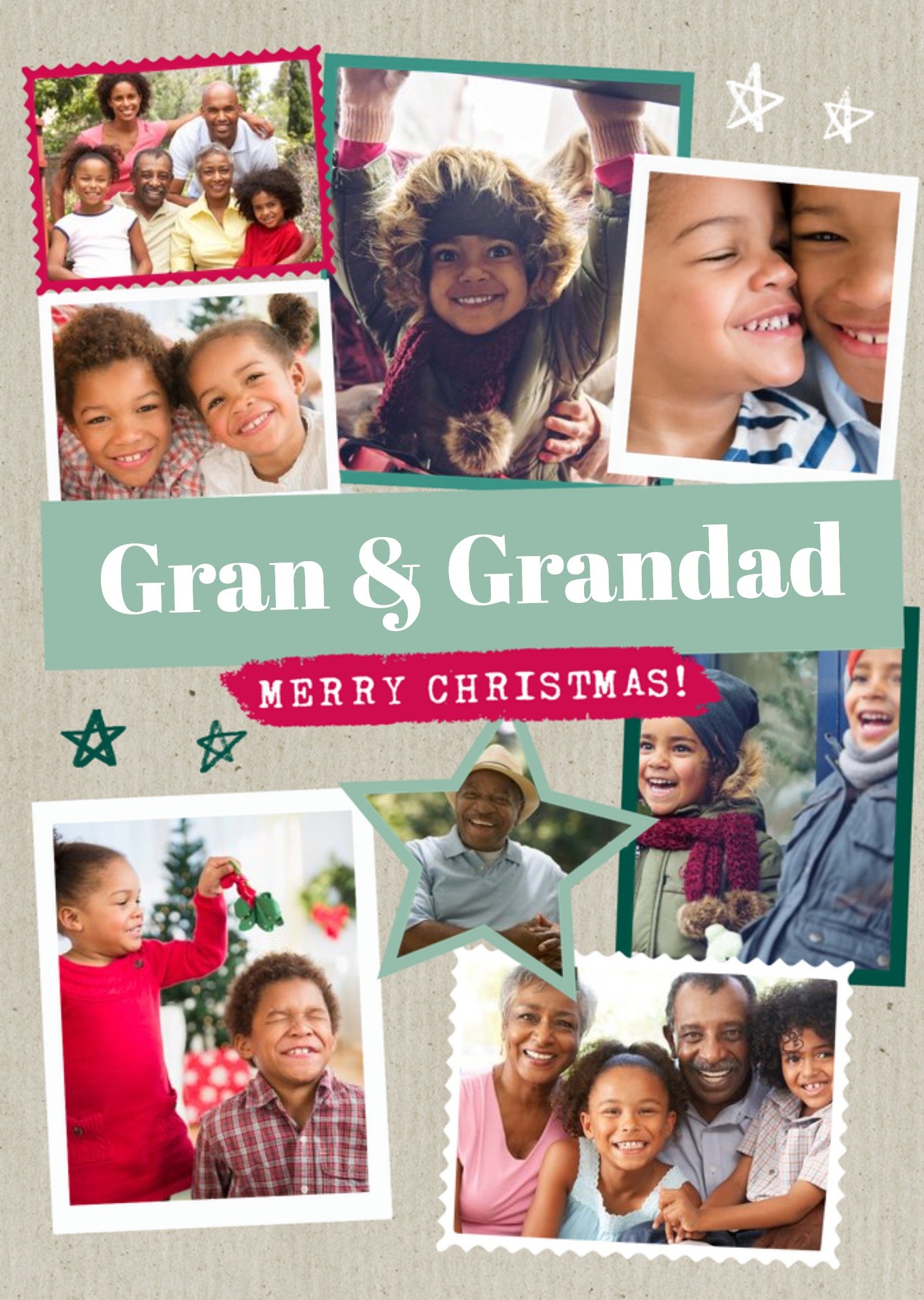 Moonpig Modern Photo Upload Collage Merry Christmas Gran And Grandad Card
