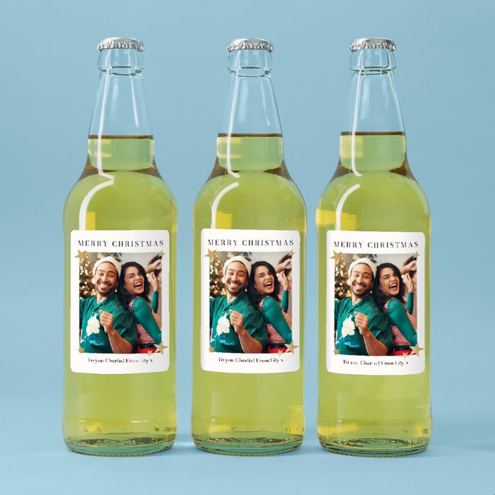 Personalised Merry Christmas Photo Upload Cider Trio 3x500ml