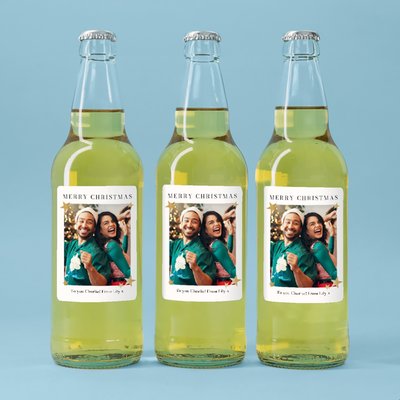 Personalised Merry Christmas Photo Upload Cider Trio 3x500ml