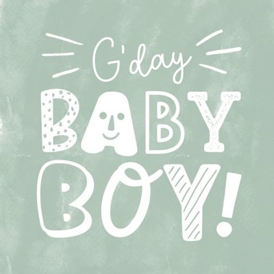 Cat MacInnes Cute Illustrated Typographic New Baby Boy Card