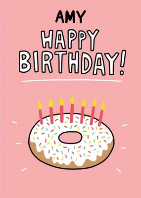 Angela Chick Doughnut Cake Birthday Card