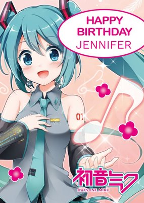 Hatsune Miku Personalised Birthday Card