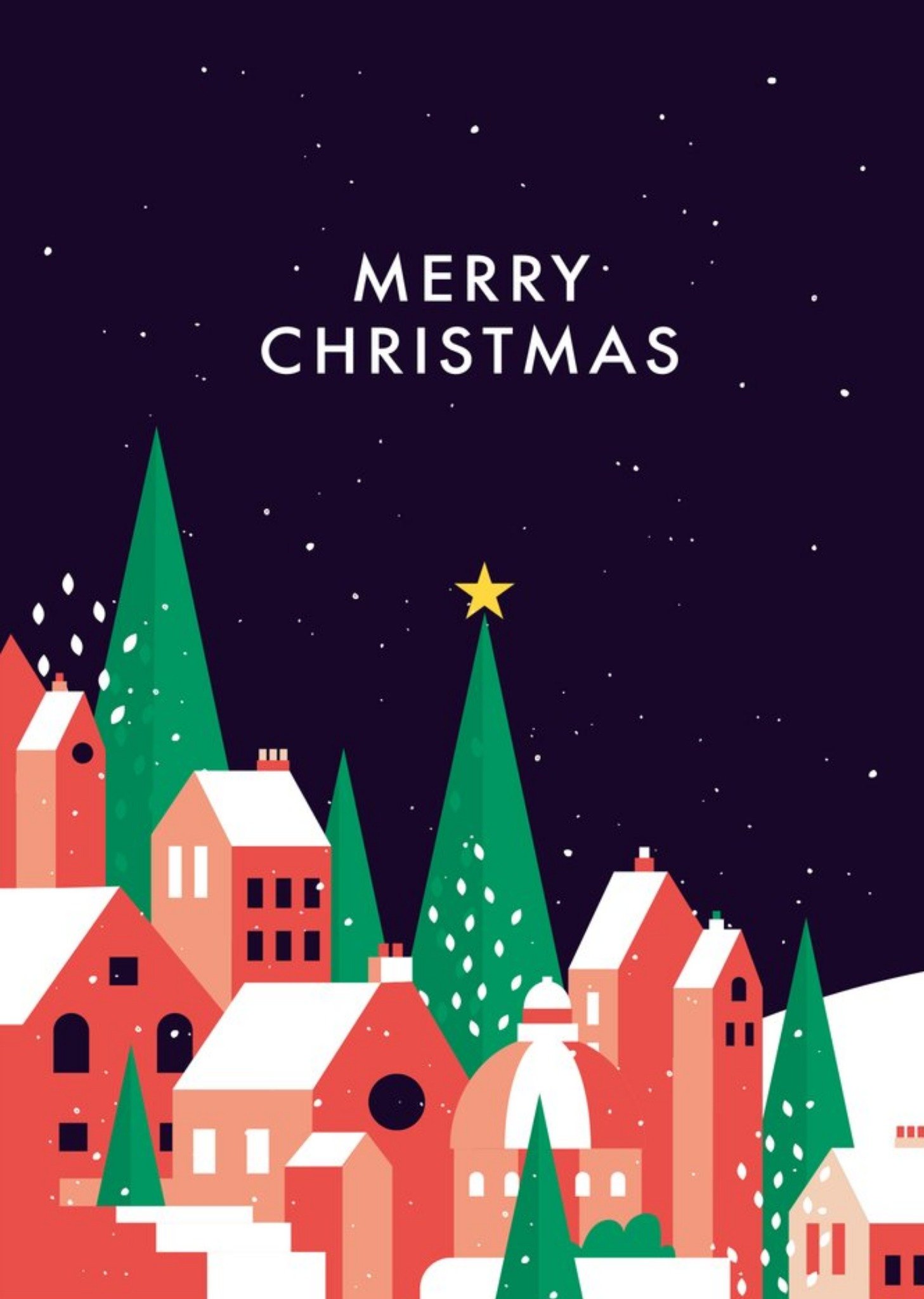 Moonpig Merry Christmas Town Illustration Card