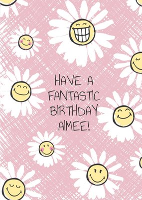 Smiley World Floral Birthday Card