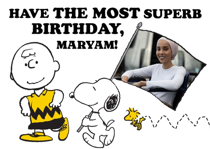 Snoopy, Charlie Brown And Woodstock Most Superb Photo Upload Birthday Card