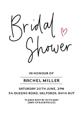 Typographic Bridal Shower Invitation Card