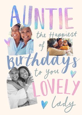 Auntie Happiest Of Birthdays Lovely Lady Photo Upload Card