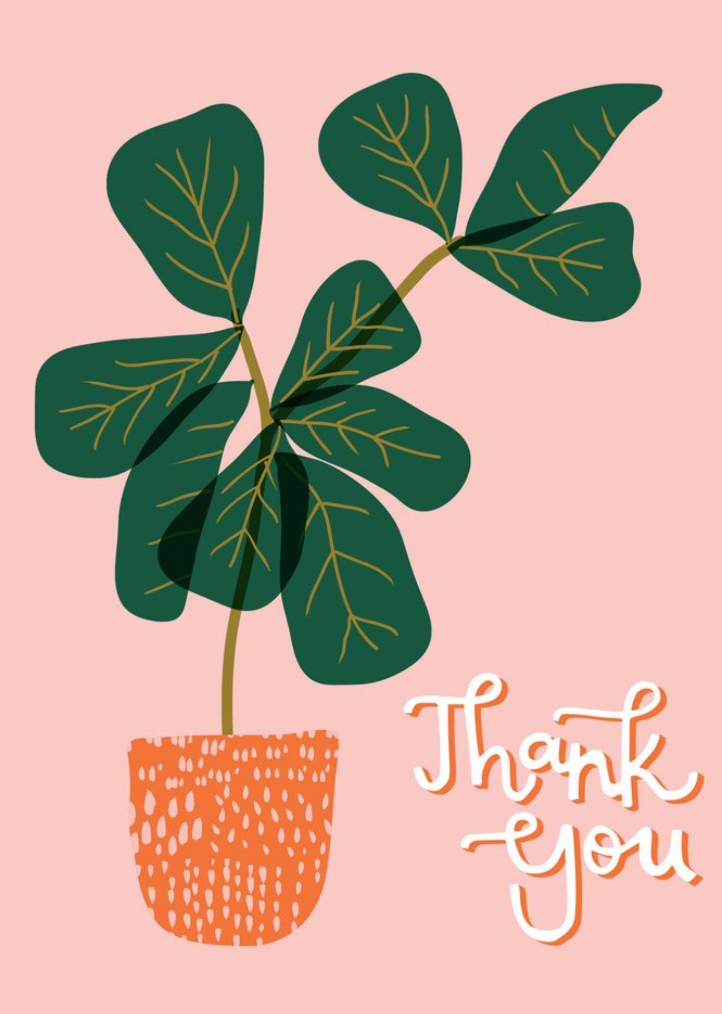 Moonpig Modern Illustrated Pot Plant Thank You Card