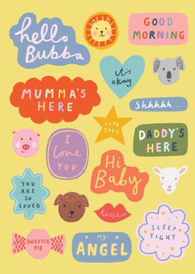 Hello Bubba Cute Stickers New Baby Card