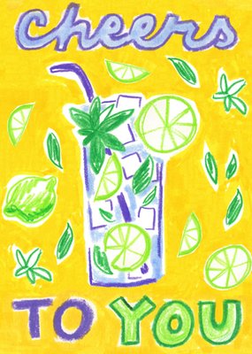 Cheers To You Cocktail Illustrated Birthday Card