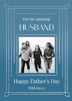 Art Deco Photo Upload Husband Father's Day Card