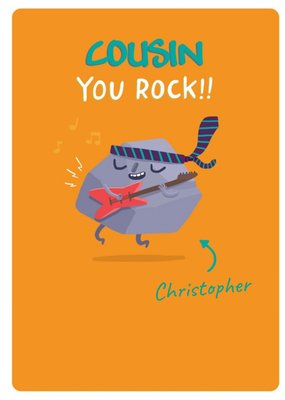 Cousin You Rock Funny Cartoon Birthday Card