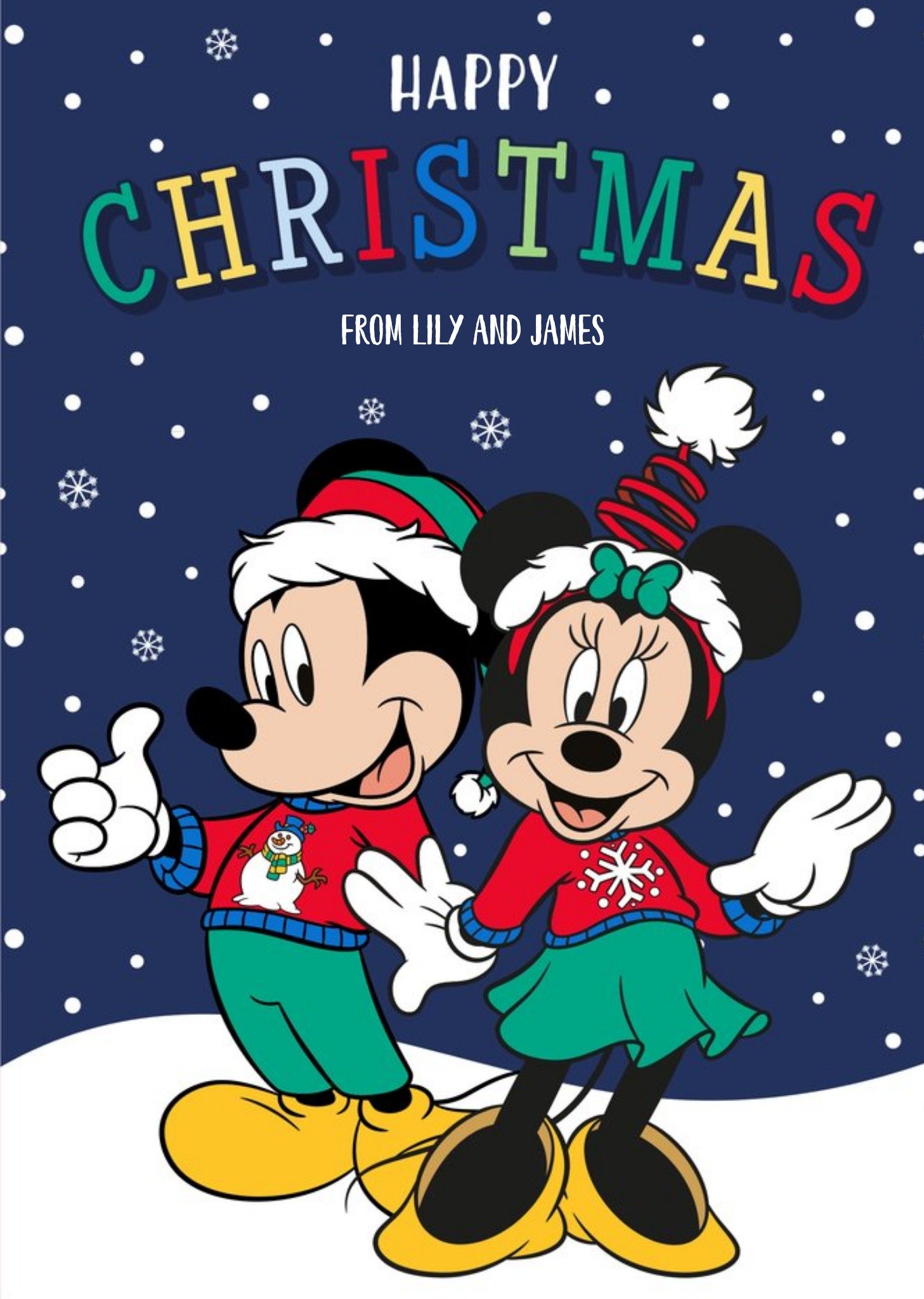 Mickey Mouse Disney Mickey And Minnie Christmas Card Happy Christmas