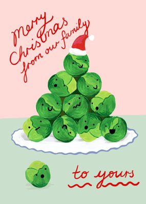 Eleanor Bowmer Merry Christmas From Our Family Illustrated Brussels Sprouts Card