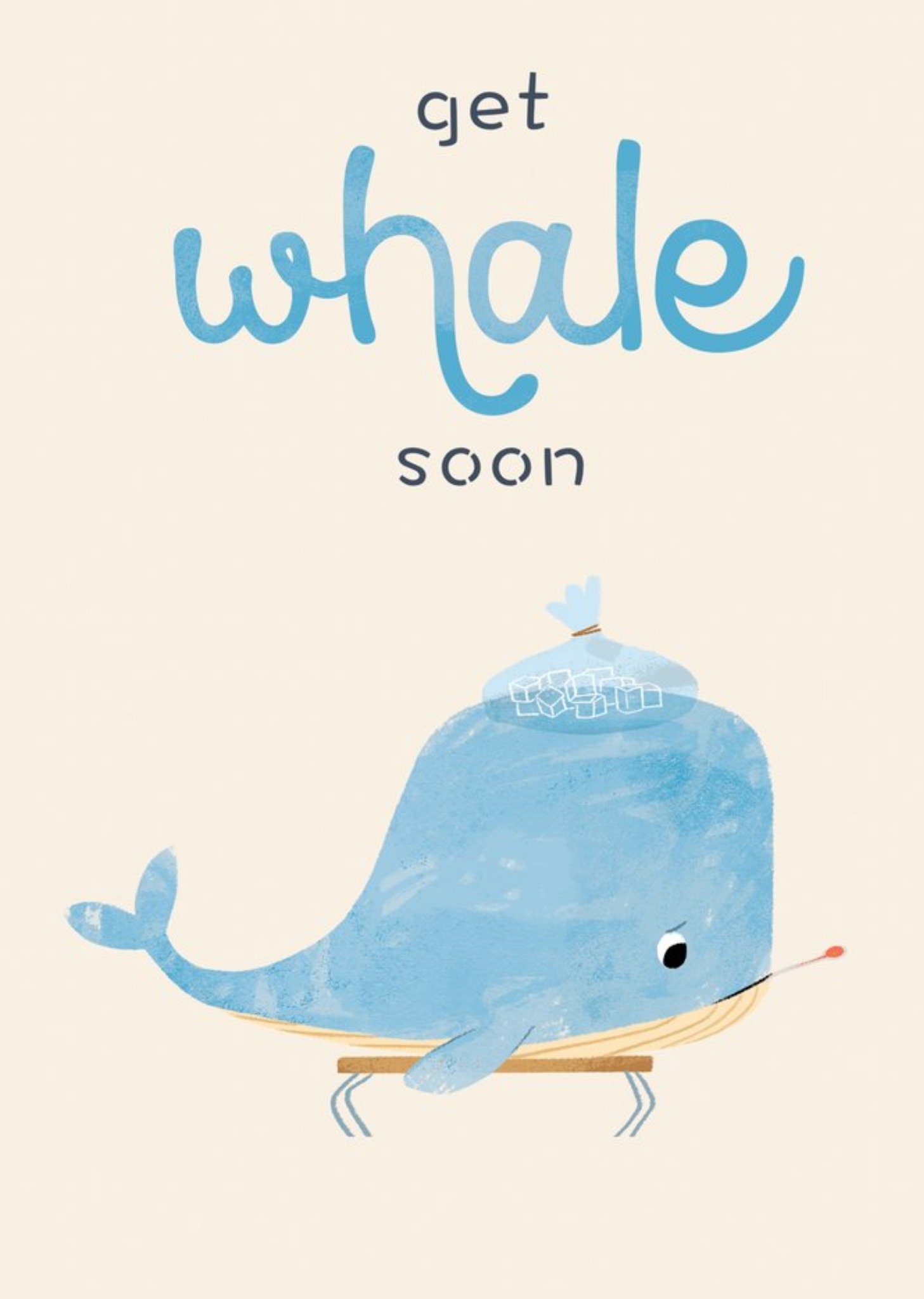 Moonpig Cute Simple Illustrated Whale Pun Get Well Soon Card