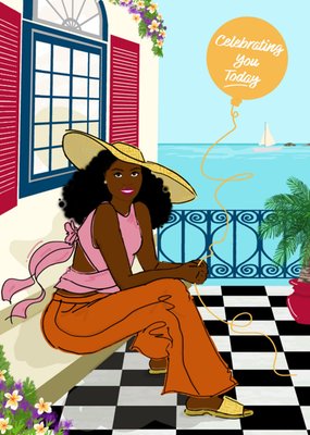 Celebrating You Today Illustrated Tropical Seaside Card