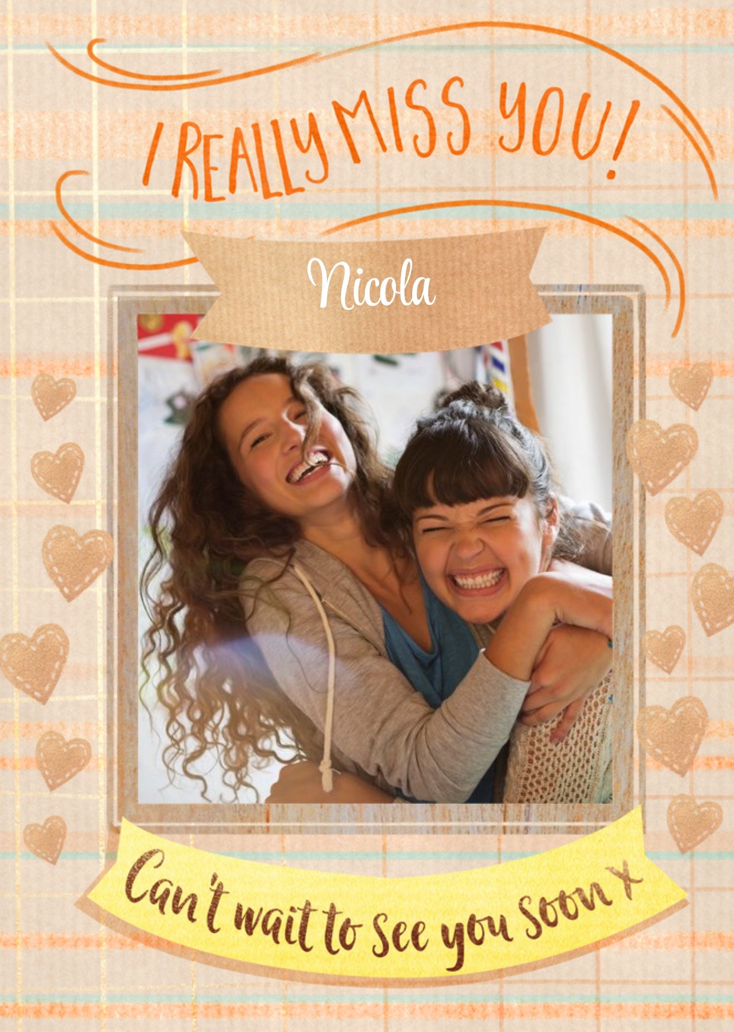 Moonpig Photo Upload Design I Really Miss You Can't Wait To See You Soon Card