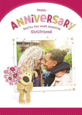 Boofle cute sentimental Girlfriend photo upload Anniversary card