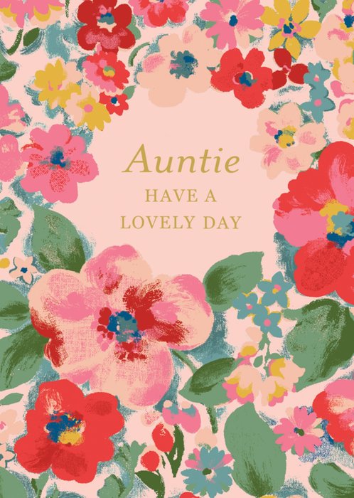 Cath Kidston Auntie Have A Lovely Day Floral Illustrated Birthday Card