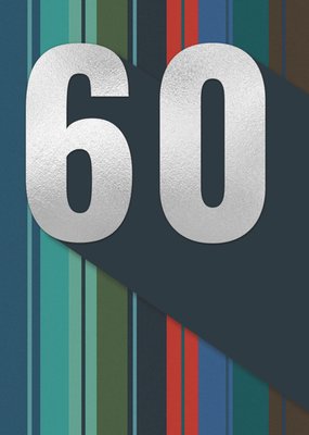 Multicoloured Stripes 60th Birthday Card