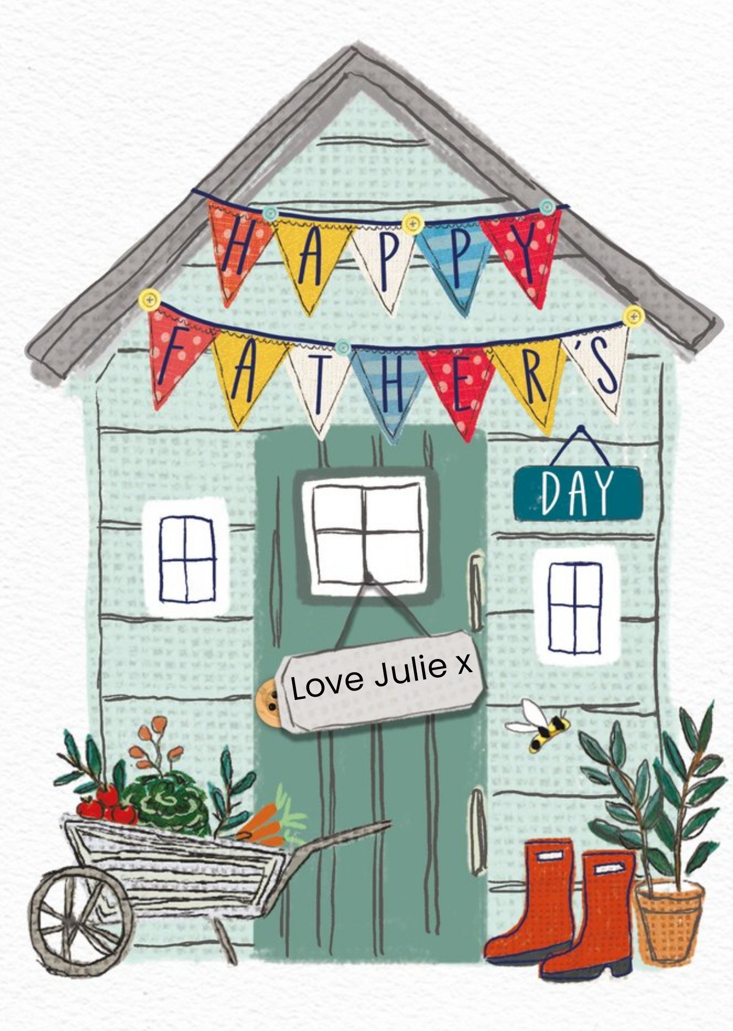 Moonpig Garden Shed Illustration Text Editable Father's Day Card