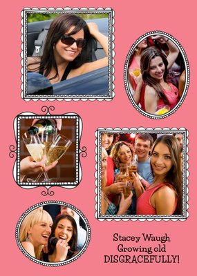 Bright Pink Photo Frame Personalised Card