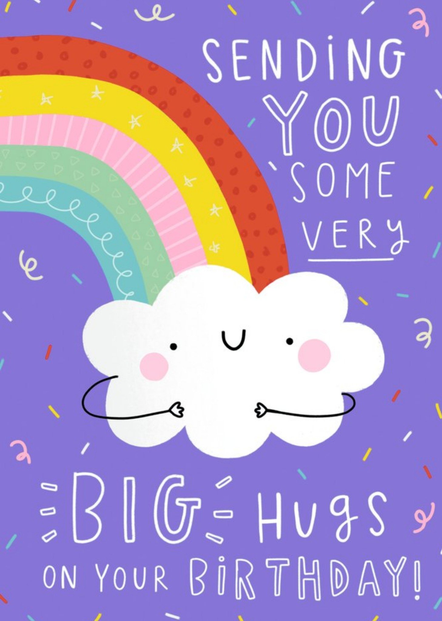 Moonpig Jess Moorhouse Cute Illustrated Rainbow Hugs Birthday Card