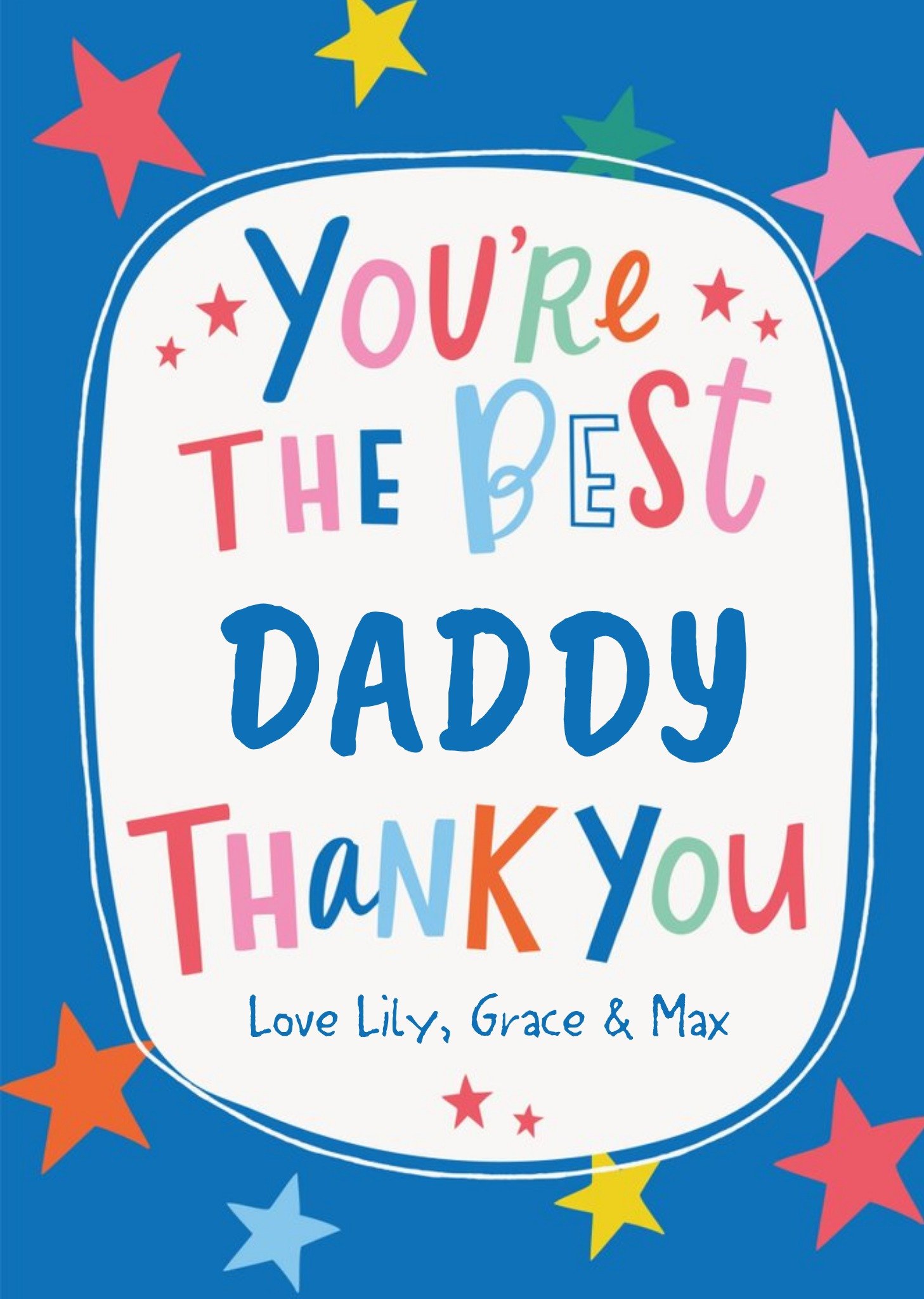 Moonpig Modern Fun Text And Stars Personalise Name Thank You Daddy Card Ecard