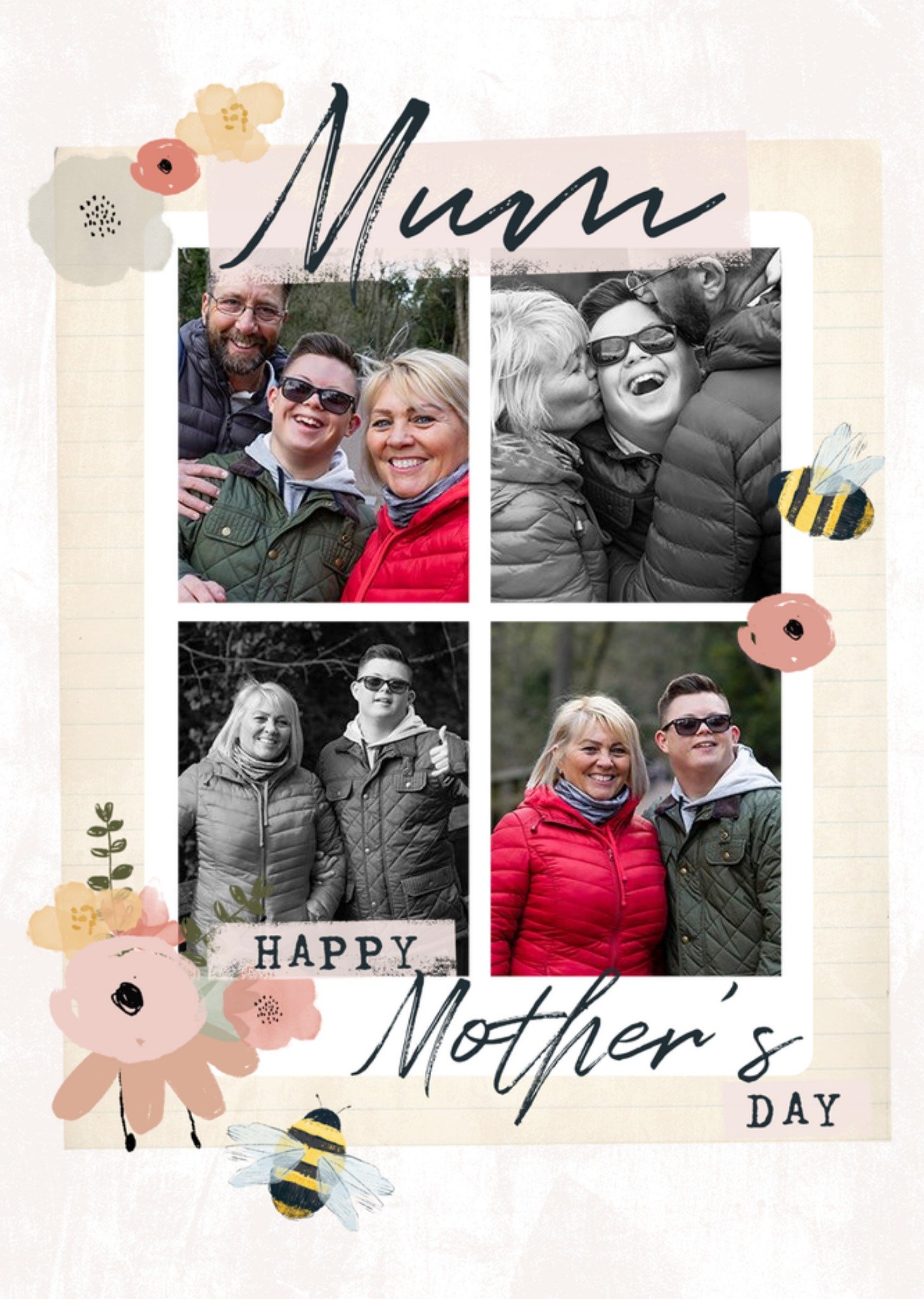 Moonpig Bees Knees Floral Photo Upload Mothers Day Inclusive Card