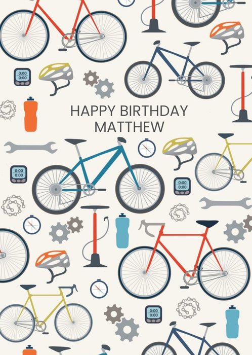 Illustrated Bicycles Bikes Happy Birthday Card