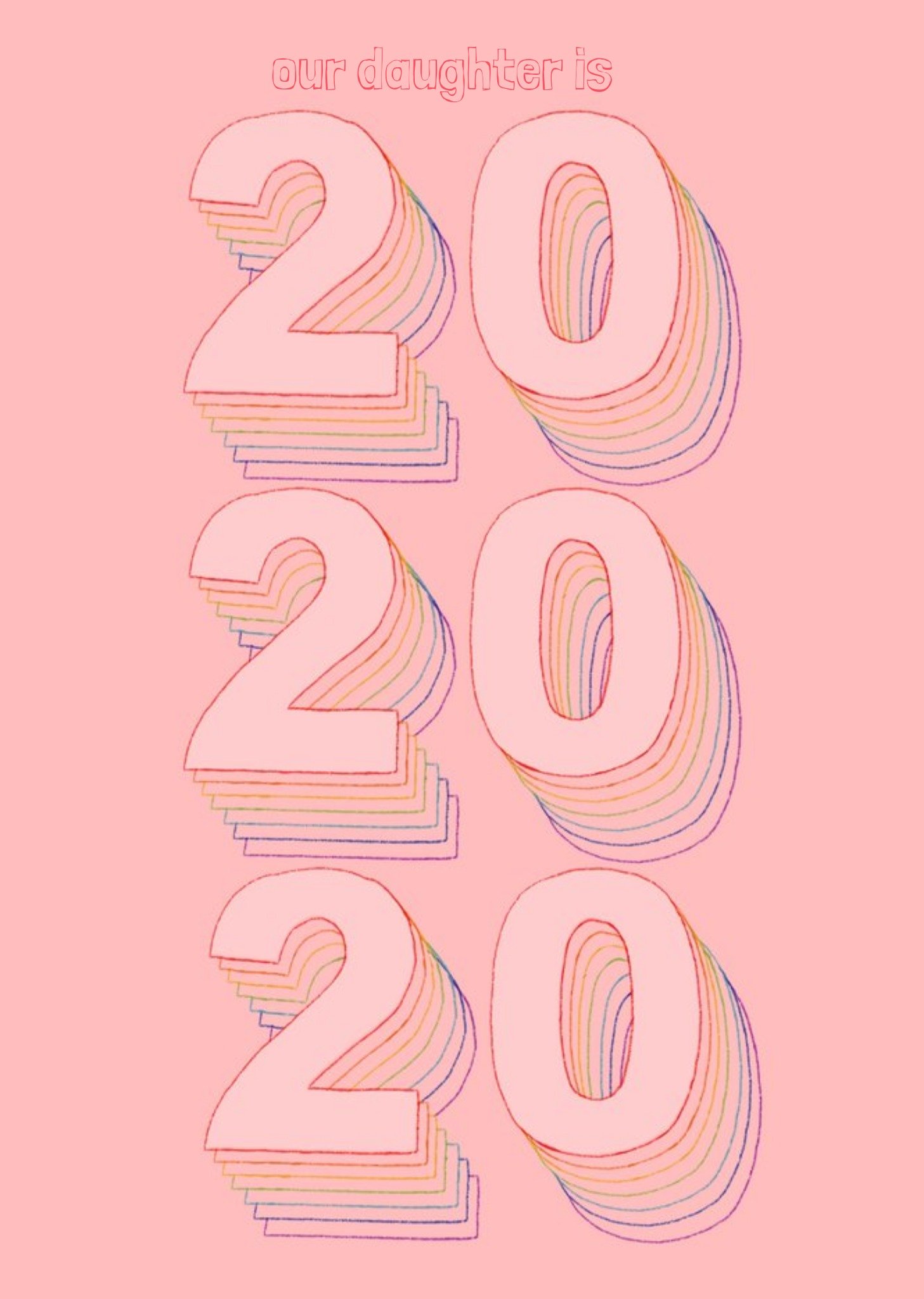 Moonpig Age 20 Pink Typographic Birthday Card