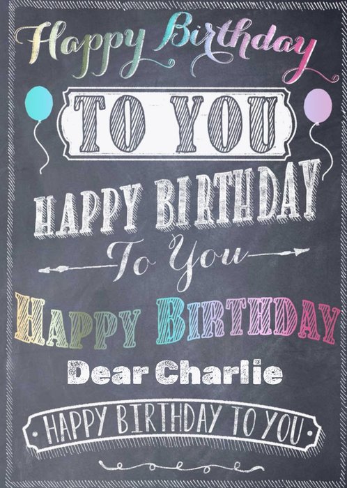 Personalised Chalk Birthday Card