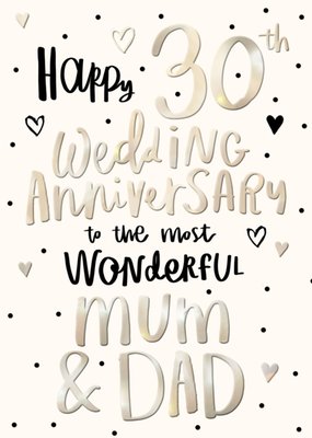 Happy 30th Wedding Anniversary Mum & Dad Typography Card