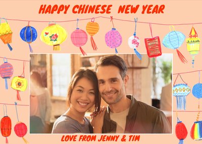 Hand Drawn Chinese New Year Photo Upload Card