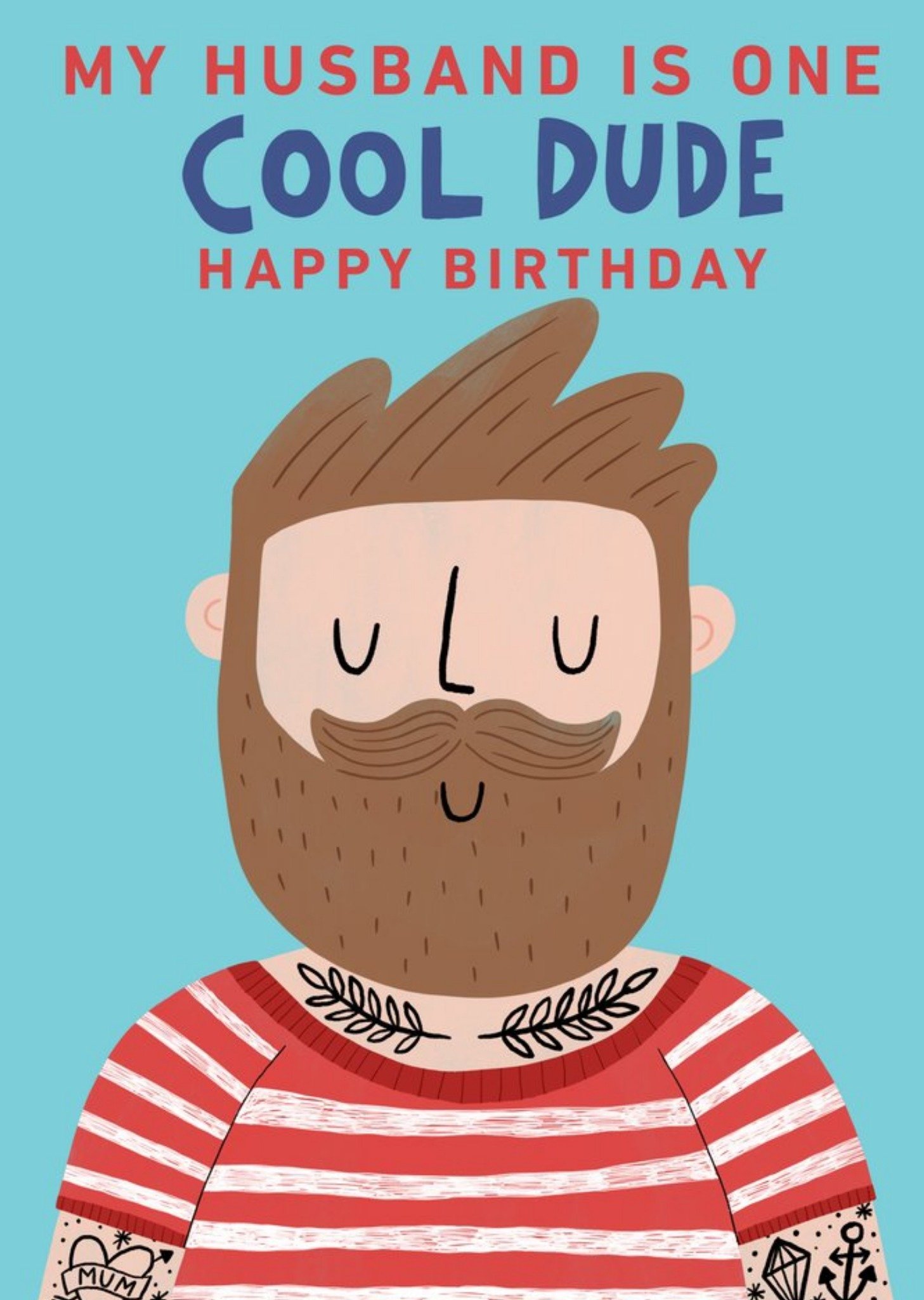 Other Yay Today Illustrated My Husband Is One Cool Dude Birthday Card