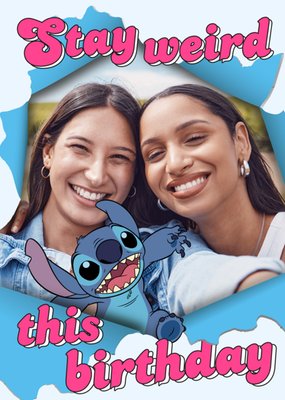 Disney Lilo And Stitch Stay Weird Photo Upload Birthday Card